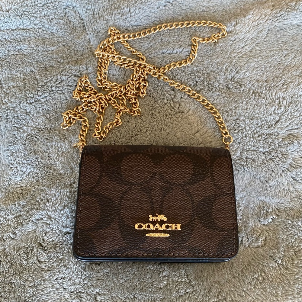 Coach Mini Wallet On A Chain In Signature Canvas
